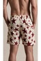 Star Pattern Mesh Pocket Swimsuit Regular Fit Men's Swim Shorts Beige-Cream-Burgundy Elastic Waist Pool Shorts - 3