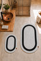 Jute and Straw Mat, Bathroom Mat Set, Set of 2 60X100Cm and 40X60Cm, Water Absorbent, Oval Carpet