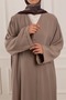 Birit Detaylı Modal Abaya Bej - 4