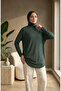Comfortable Cut Striped Seasonal Tunic Plus Size No Showersigning Effect 8778-04 Green - 4