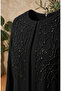 Plus Size Stone Embellished Hijab Evening Dress 6356-01 Black - 4