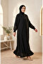 Large Size Embroidery Detailed Rabia Crepe Ferace 6391-04 Black - 2