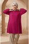 Stylish Draped Crepe Fabric Hijab Tunic 1121-05 Plum - 3