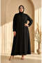 Large Size Geometric Patterned Buhara Fabric Ferace 6375-07 Black