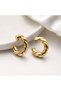Women's Gold Color Twisted Pattern Stainless Steel Hoop Earrings - 3