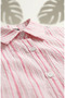 Shirt Collar Buttoned Striped Long Tunic 0360-01 Pink - 4