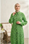 Shirt Collar Buttoned Daisy Patterned Tunic 0355-01 Green - 2