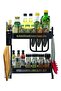 2 Tier Metal Kitchen Spice Rack Cutting board rack with Knife Utensils Holder, Cutlery Holder And 3 Hooks - 4