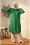 Buttoned Floral Patterned Tunic 0356-01 Green - 3