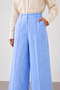 Blue Linen High Waist Wide Leg Trousers - 2