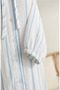Shirt Collar Striped Linen Long Tunic 0354-05 Baby Blue - 3