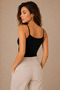 Women's Thin Strap Bamboo Breathable Flexible Undershirt Black - 3