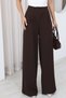 Women's Bitter Brown Asymmetrical Belted High Waist Pleated Palazzo Trousers