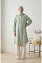 Buttoned Muslin Shirt Long Tunic 0362-02 Green