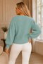 Women's Crew Neck Princess Balloon Sleeve Hair Braided Short Wide Ribbed Stylish Mint Knitwear Sweater - 3