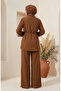 Button Detailed Hijab Double Set 2301-03 Taba - 5