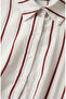 Shirt Collar Striped Linen Long Tunic 0354-07 Claret Red - 4