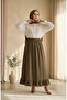 Elastic Waist Ruffle Skirt 0350-03 Khaki - 3