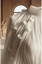 Pleated Chiffon Hijab Evening Dress 6395-06 White - 4
