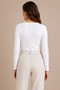 Women's Crew Neck Long Sleeve Modal Cotton Stretchable Undershirt White - 3