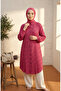 Buttoned Floral Patterned Tunic 0356-03 Dark Pink - 3