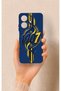 حافظة سيليكون متوافقة مع هاتف Realme Note 60 باللون الأصفر والأزرق الداكن بنمط اللبلاب