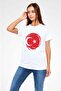 Brushstroke Turkish Flag Moon Star Printed T-Shirt - 3