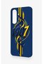 Samsung A57 Compatible Yellow Navy Blue Ivy Patterned Silicone Case - 4