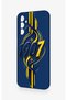 Samsung M14 Compatible Yellow Navy Blue Ivy Patterned Silicone Case - 4
