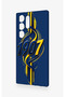 Samsung S23 Ultra Compatible Yellow Navy Blue Ivy Patterned Silicone Case - 4