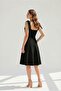 Square Neckline Straps Midi Flared Evening Dress Lined Non-See-Through Wedding Party Dress - 5
