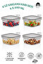 Set of 4 Square Storage Containers (4X400 ml) - Airtight with Lockable Leak-Proof Lids, Bpa-Free Food and Refrigerator Organizer