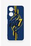 Vivo Y18 Compatible Yellow Navy Blue Ivy Patterned Silicone Case - 2