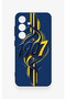 Samsung S24 Compatible Yellow Navy Blue Ivy Patterned Silicone Case - 2