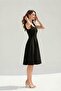 Square Neckline Straps Midi Flared Evening Dress Lined Non-See-Through Wedding Party Dress - 4