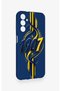 Samsung A14 Compatible Yellow Navy Blue Ivy Patterned Silicone Case - 2