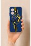 Oppo A3 Compatible Yellow Navy Blue Ivy Patterned Silicone Case