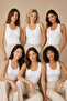 Women's 6-Piece Thick Strap Bamboo Breathable Flexible Undershirt White