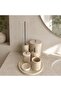Beige Marble Seven-Piece Bathroom Set with Metal Fittings - 3