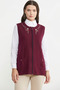 Zippered Wool Knitwear Vest with Embroidery Detail - Claret Red - 6
