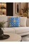 Blue Mediterranean Patterned Single Throw Pillow Cover - Pillowcase