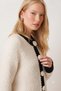 Women's Ecru Black Detailed Floral Buttoned Knitwear Crew Neck Long Sleeve Knitted Sweater - 3