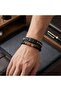 Black Leather and Matte Onyx Natural Stone 2-Piece Combination Men's Bracelet Set - 3