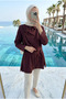 Women's Shoulder Wrap Shawl-Look Lace-Up Tunic - 3