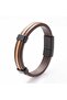 Brown Tan Leather and Matte Onyx Natural Stone 2-Piece Combination Men's Bracelet Set - 6