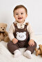 Baby Boy Waffle Salopet Set with Teddy Bear, Cotton Daily Combination Baby Set, 6-24 Months