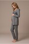 Women's Smoked Long Sleeve Lace Maternity Pajama Set for Easy Breastfeeding - 2