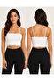 Women's Thin Strap Ribbed Crop Bustier Seamless Stretchy Casual Sports Tank Top