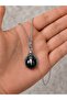 Stainless Steel Minimal Style Black Glass Beads Eagle Claw Pendant - 3