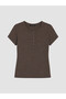 Vizyon New Season Brown Crew Neck Women's T-Shirt - 5